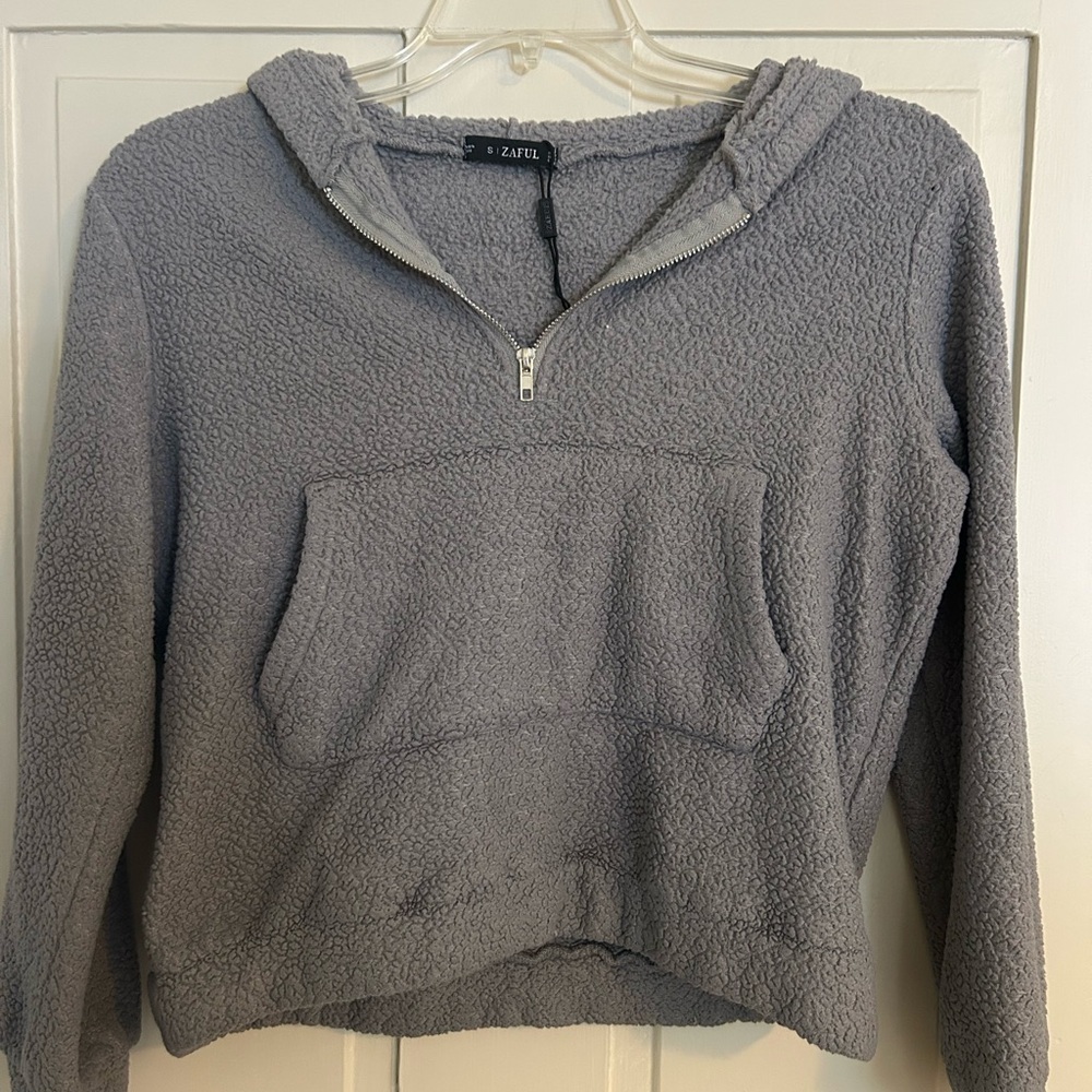 Zaful Gray Sherpa Hoodie